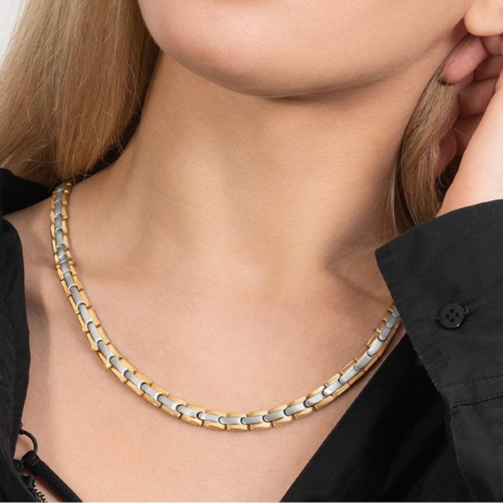 Elegant Gold and Silver Titanium Magnetic Necklace